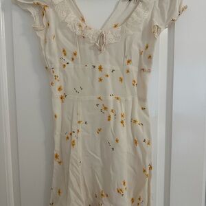 Reformation Floral Yellow and Cream Mini Dress